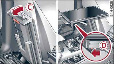 Rear centre console: Folding table partially extended